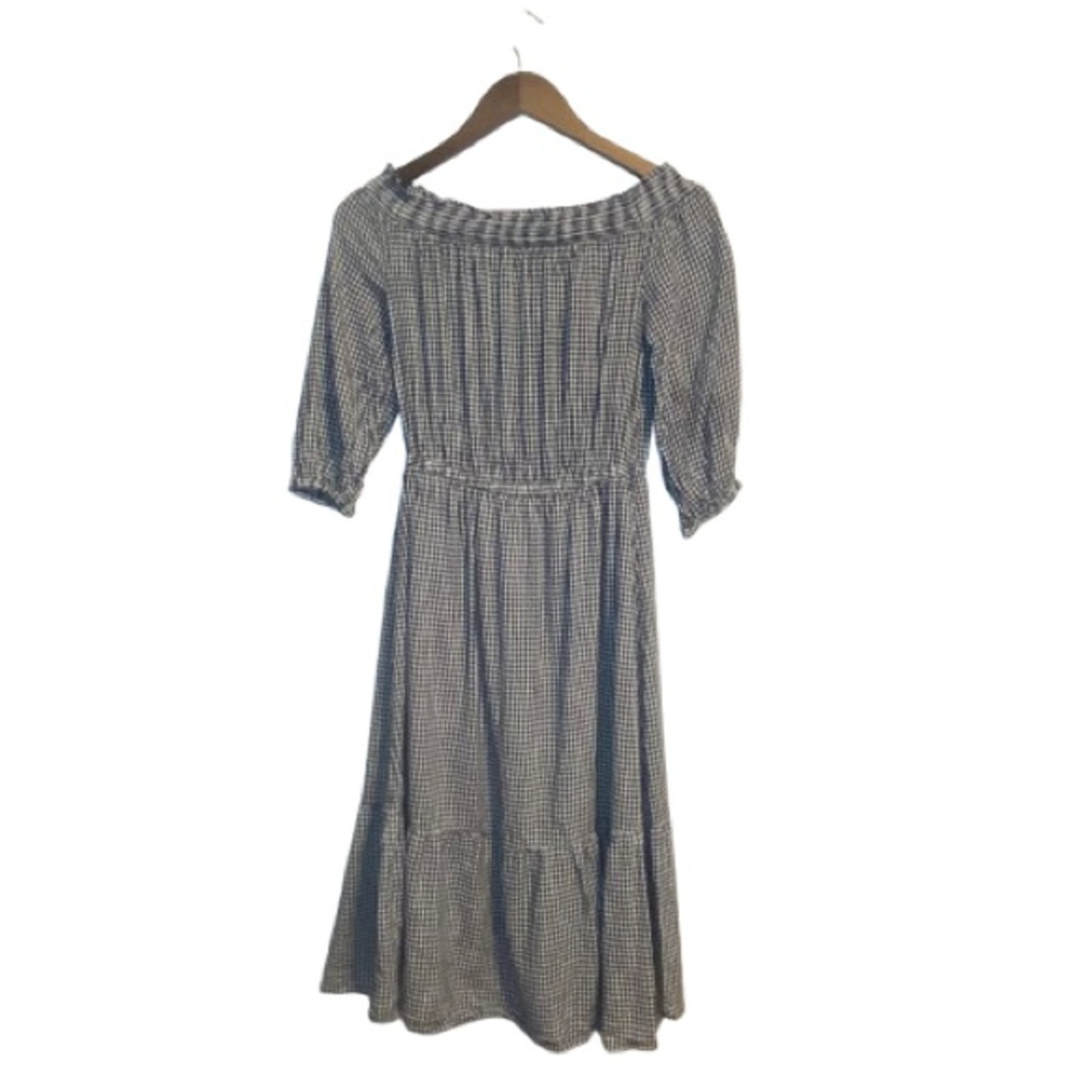 Old Navy Cute Cottagecore Off The Shoulder Blue and White Gingham Dress
